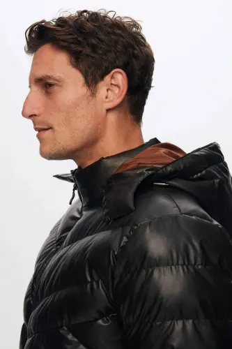 Slim Fit Brown Windproof Water Repellent Winter Coat-Brown - 6