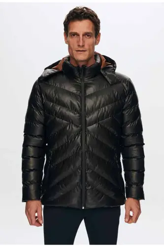 Slim Fit Brown Windproof Water Repellent Winter Coat-Brown - 1