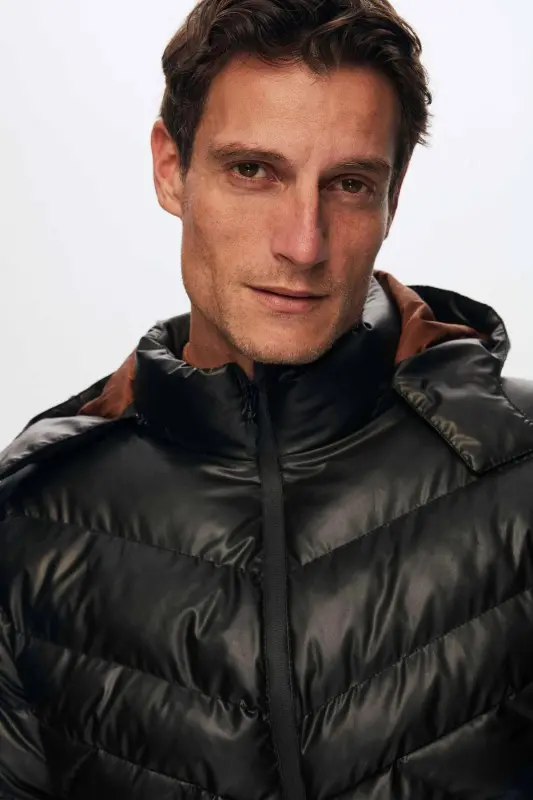 Slim Fit Brown Windproof Water Repellent Winter Coat-Brown - 3