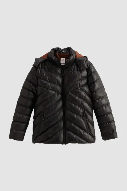 Slim Fit Brown Windproof Water Repellent Winter Coat-Brown - 5
