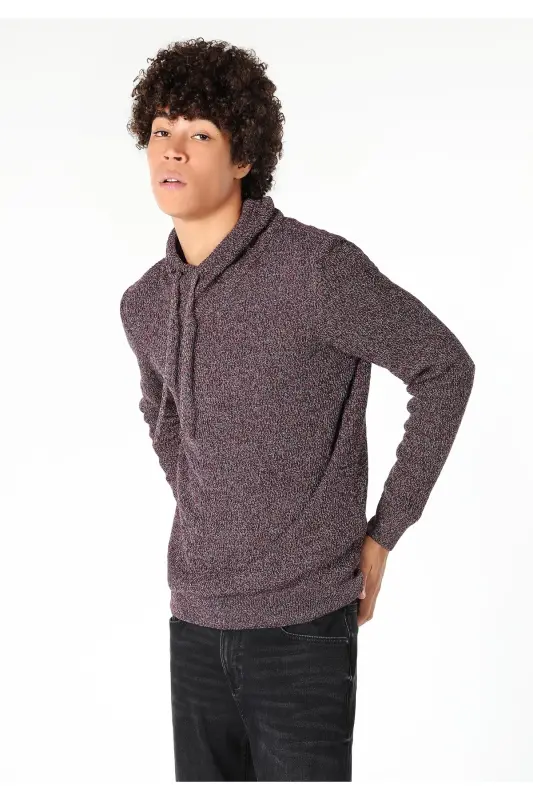 Slim Fit Burgundy Men's Sweater - 3