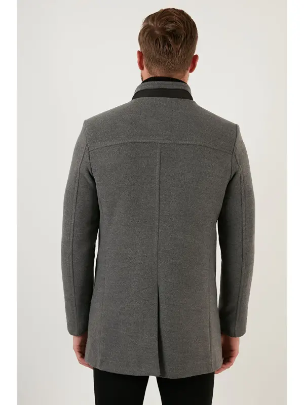 Slim Fit Buttoned Collar Cashmere Coat 5840099 - LC WAIKIKI