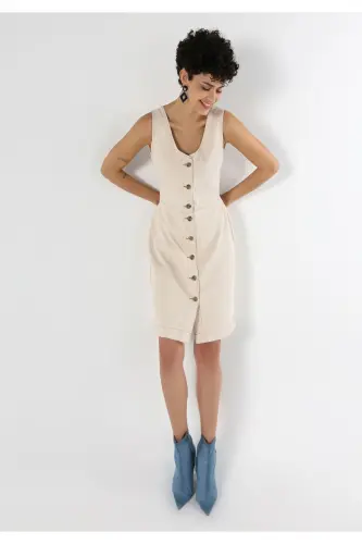 Slim Fit buttoned women's denim dress - 1