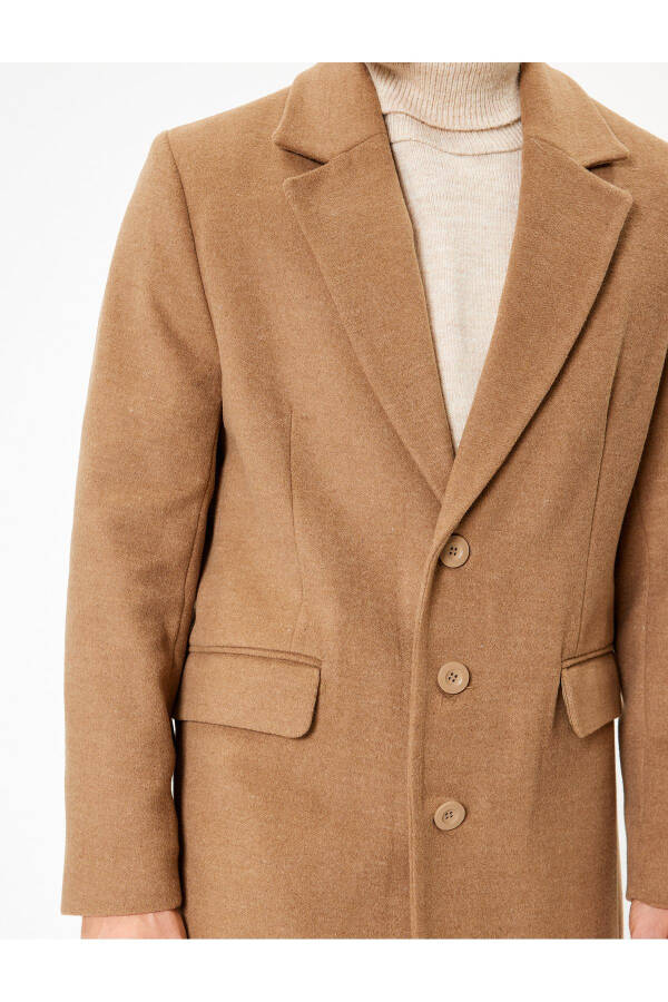 Slim Fit Cashmere Coat with Pocket Details - 7