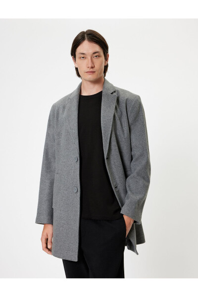 Slim Fit Cashmere Coat with Pocket Details - 16