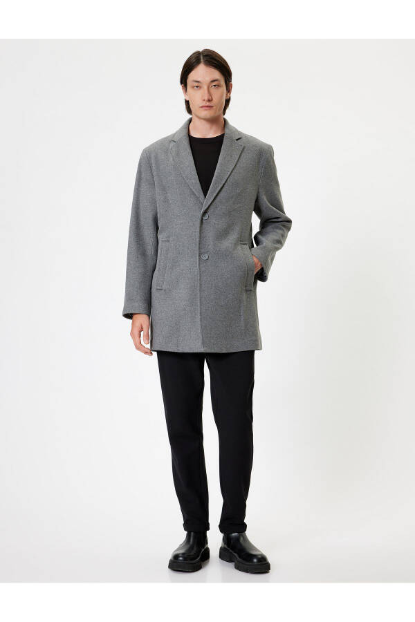 Slim Fit Cashmere Coat with Pocket Details - 17