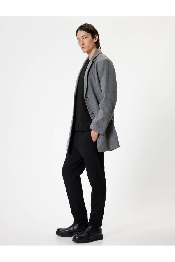 Slim Fit Cashmere Coat with Pocket Details - 3