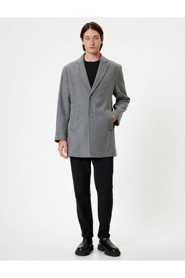 Slim Fit Cashmere Coat with Pocket Details - 5