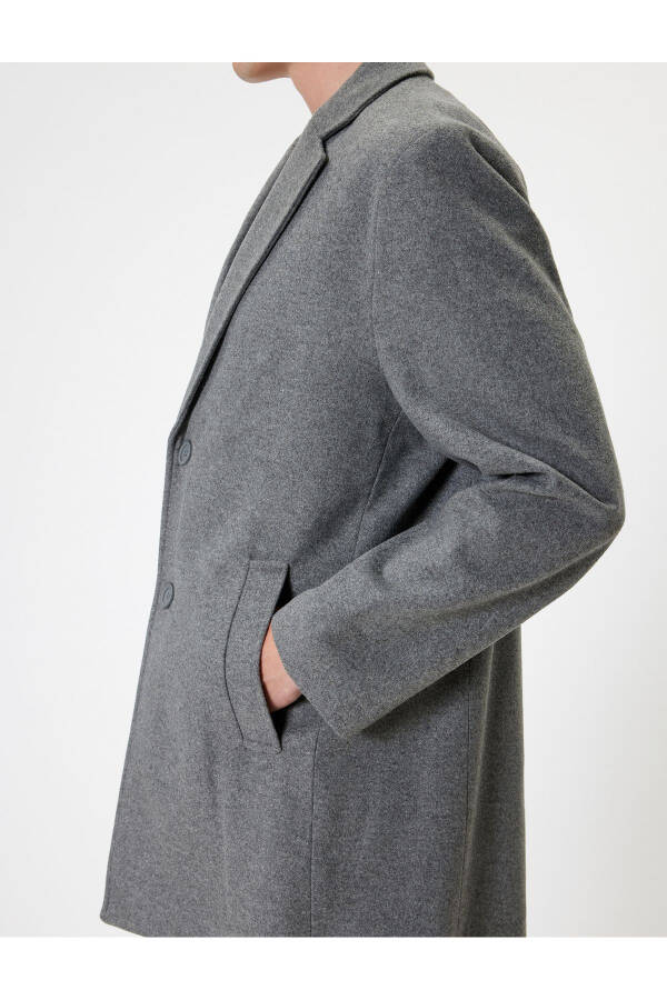 Slim Fit Cashmere Coat with Pocket Details - 7