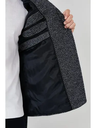 Slim Fit Cepli Pamuklu Kaşe Erkek Kaban 5841015-Lacivert - 6