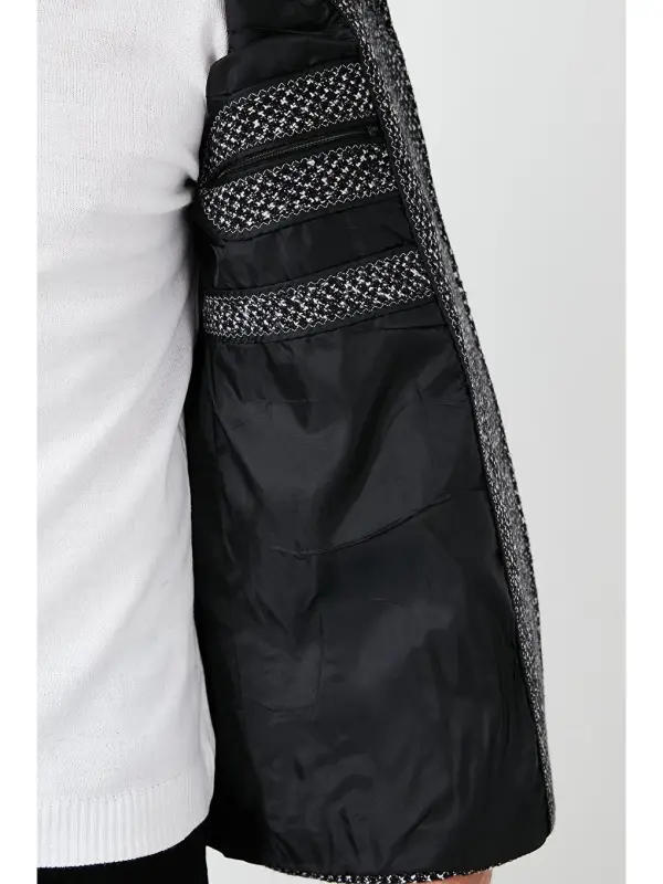 Slim Fit Cepli Paxtalik Kaşmir Palto 5841015-Qora - 6