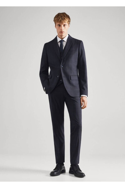 Slim Fit Checkered Fabric Trousers - MANGO MAN (1)