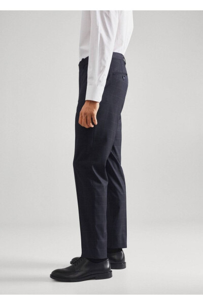 Slim Fit Checkered Fabric Trousers - 6