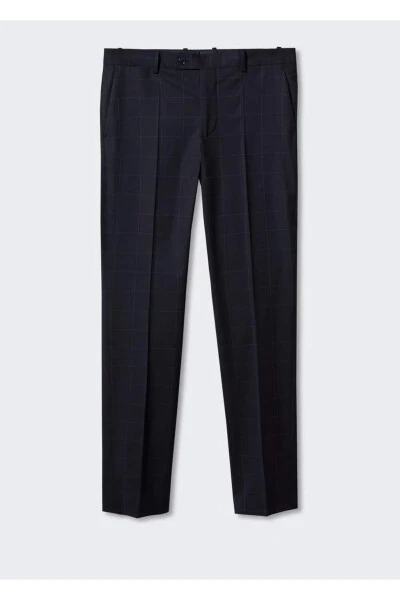 Slim Fit Checkered Fabric Trousers - 3