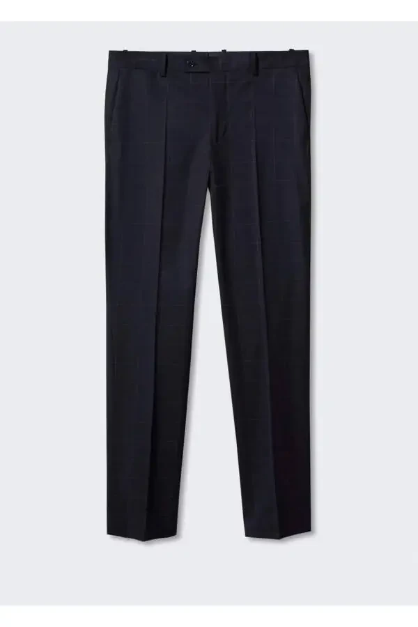 Slim Fit Checkered Fabric Trousers - 3