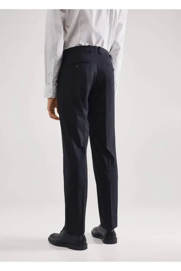 Slim Fit Checkered Fabric Trousers - 4