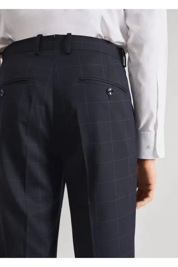Slim Fit Checkered Fabric Trousers - 5