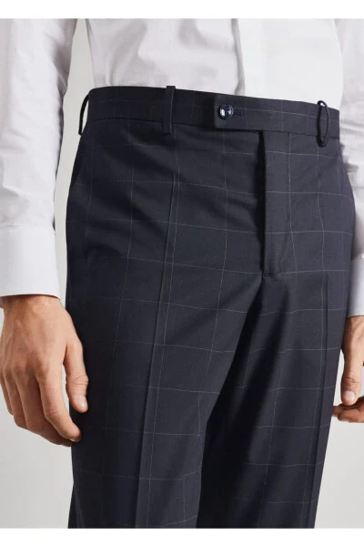 Slim Fit Checkered Fabric Trousers - 7