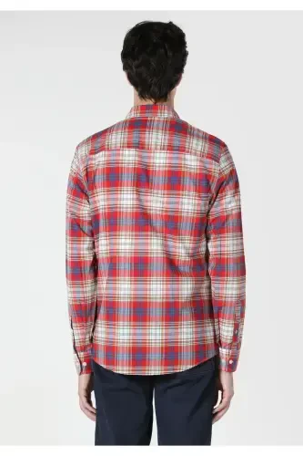 Slim fit, checkered, multi-colored men's long-sleeved shirt - COLIN’S (1)