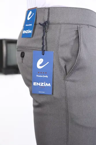 Slim Fit Chino Keten Pantolon - Gri - 3