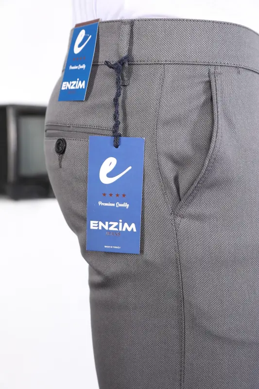 Slim Fit Chino Keten Pantolon - Gri - 3
