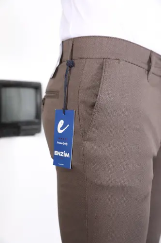 Slim Fit Chino Keten Pantolon - Kahve - 5