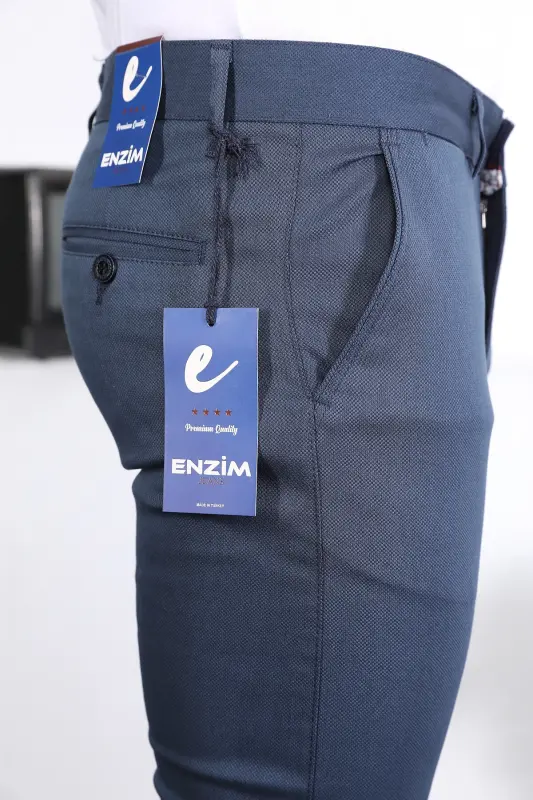 Slim Fit Chino Keten Pantolon - Mavi - 2