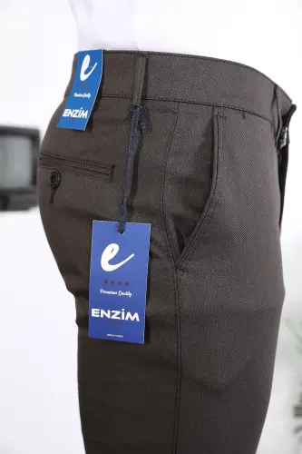 Slim Fit Chino Linen Trousers-Green - ENZİM JEANS (1)