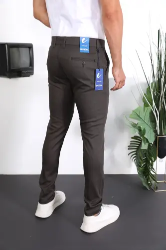 Slim Fit Chino Льняные Брюки-Зеленый - 4