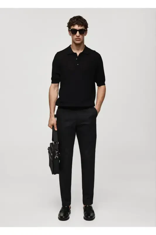 Slim fit chino trousers-Black - 8