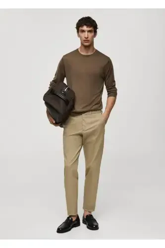 Slim fit chino trousers - Khaki Color - MANGO MAN (1)