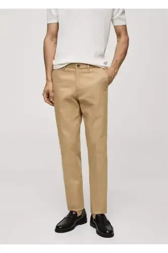Slim Fit Chino Trousers - Mid Brown - 1