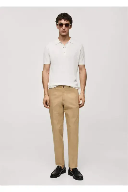 Slim Fit Chino Trousers - Mid Brown - 2