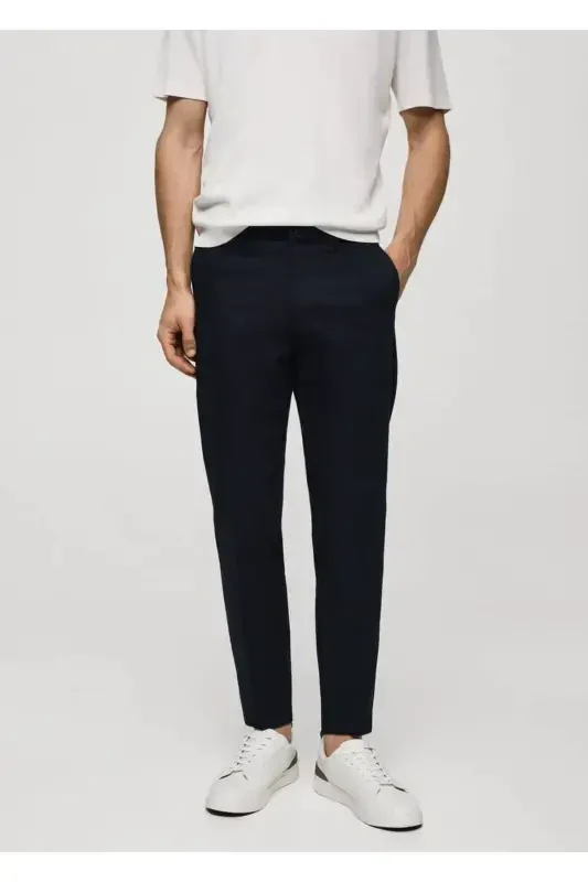 Slim fit chino trousers - Navy blue - 1