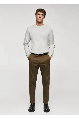 Slim Fit Chino Trousers - Tobacco Brown - MANGO MAN (1)