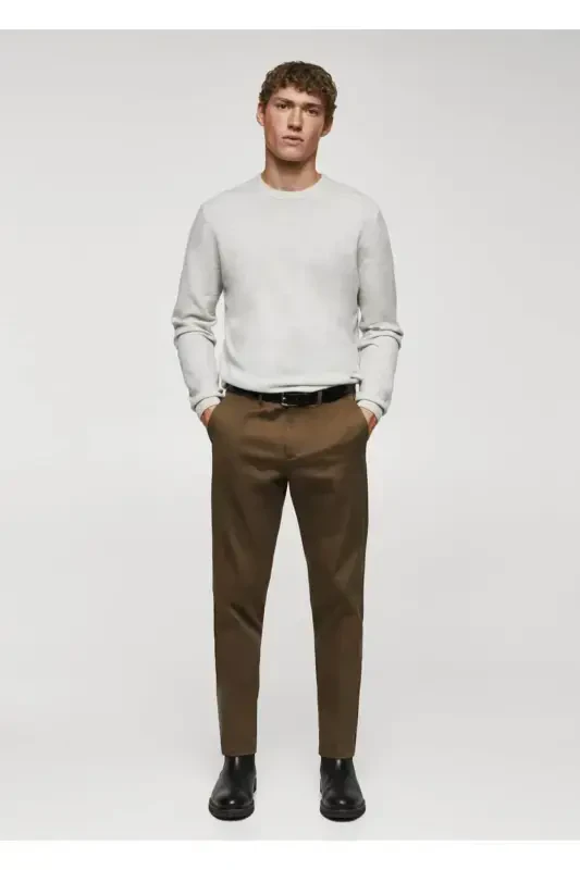 Slim Fit Chino Trousers - Tobacco Brown - 2