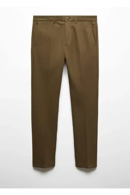 Slim Fit Chino Trousers - Tobacco Brown - 3