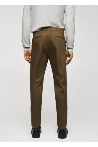 Slim Fit Chino Trousers - Tobacco Brown - 4