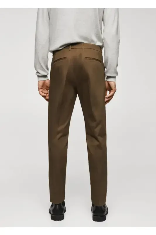Slim Fit Chino Trousers - Tobacco Brown - 4