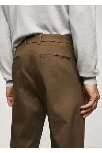 Slim Fit Chino Trousers - Tobacco Brown - 5