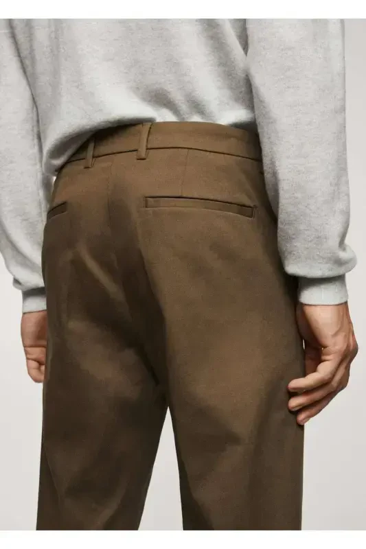 Slim Fit Chino Trousers - Tobacco Brown - 5