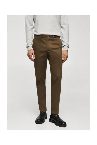 Slim fit chino trousers-Tobacco Brown - MANGO MAN (1)
