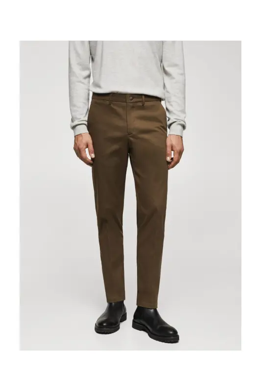 Slim fit chino trousers-Tobacco Brown - 2