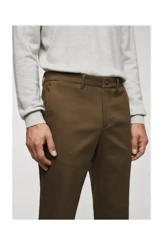 Slim fit chino trousers-Tobacco Brown - 4