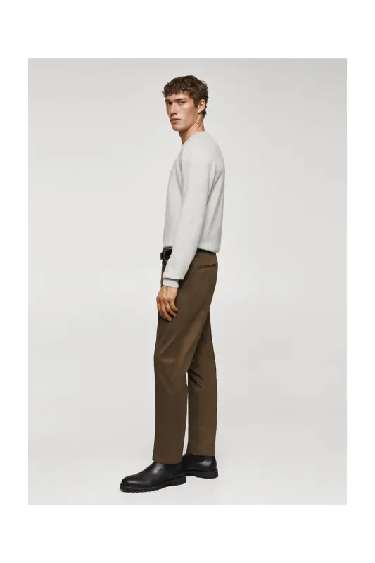 Slim fit chino trousers-Tobacco Brown - 5