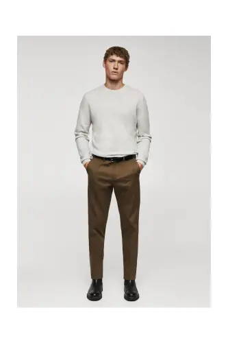 Slim fit chino trousers-Tobacco Brown - 10