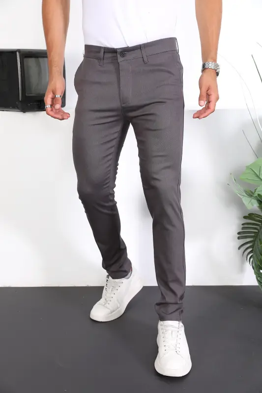 Slim Fit Chino Zig'ir Shim - Antratsit - 5