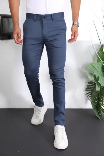 Slim Fit Chino zig'ir shim - Moviy - 5