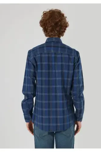 Slim Fit chiziqli ko'k erkaklar uzun yengli ko'ylak - COLIN’S (1)