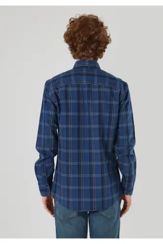 Slim Fit chiziqli ko'k erkaklar uzun yengli ko'ylak - COLIN'S (1)